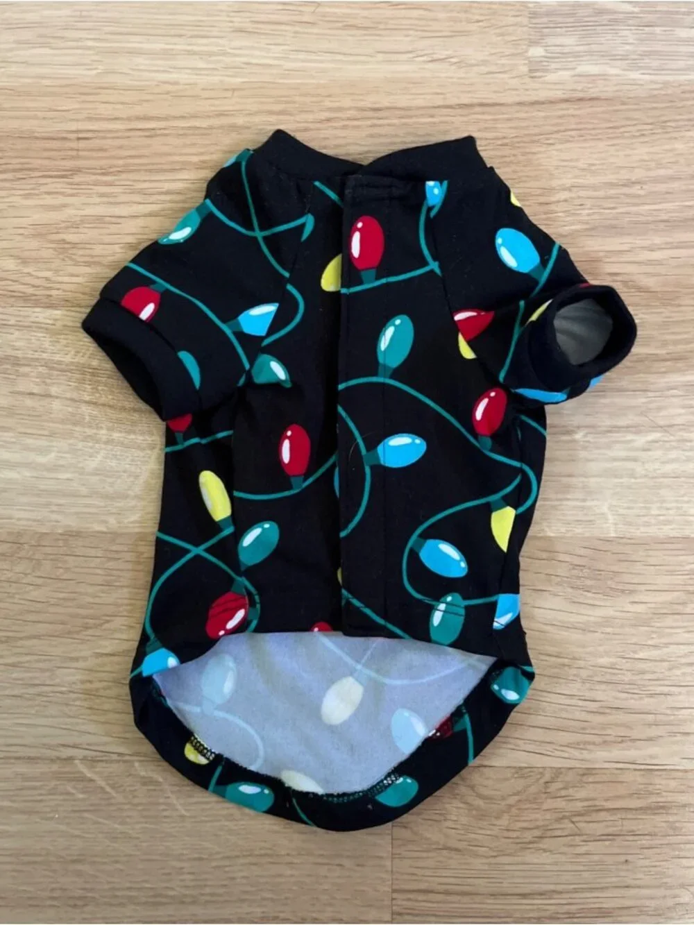 NWT Holiday Time Dogs XSmall Black Short Sleeve Shirt Christmas Lights